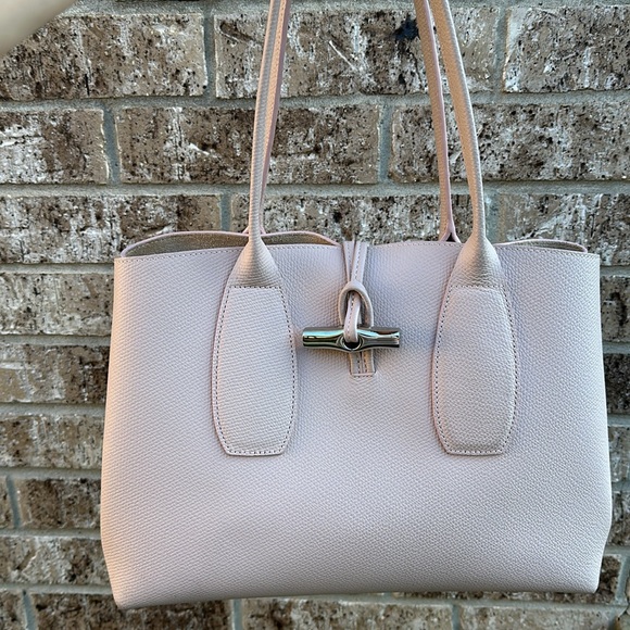 LONGCHAMP Roseau Large Leather Shoulder Tote-light pink (cert of authenticity) - Picture 3 of 17